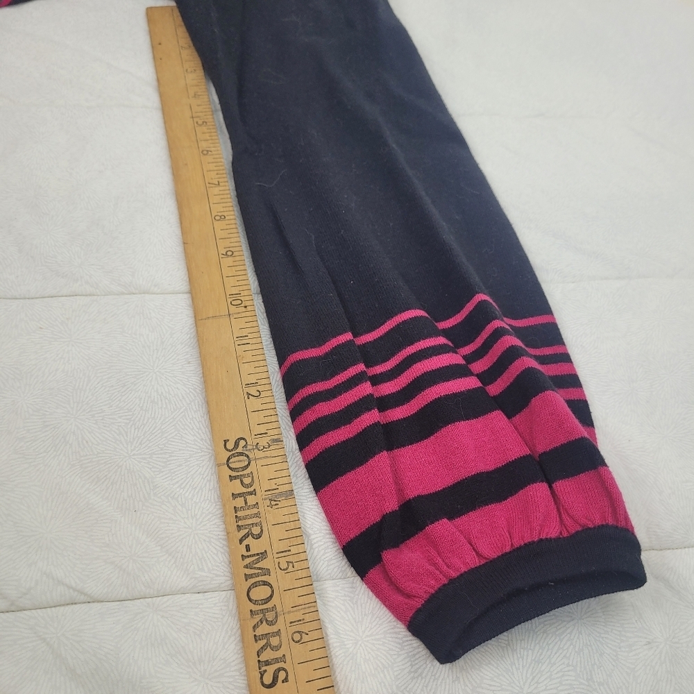 Style&Co Pink Gray Stripes Black baby doll knit sweater boho flare coquette M - Picture 6 of 10